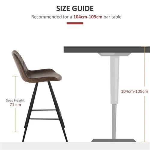 N/A Vintage-Inspired Bar Stools Set of Two 71cm Seat Height Retro Microfibre Upholstery for Kitchen and Dining Use -