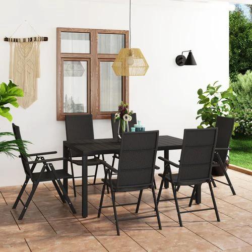 vidaXL vidaXL 7 Piece Garden Dining Set with Weather-Resistant PE Rattan and Easy-Clean WPC Tabletop for Outdoor Entertaining - Garden Set