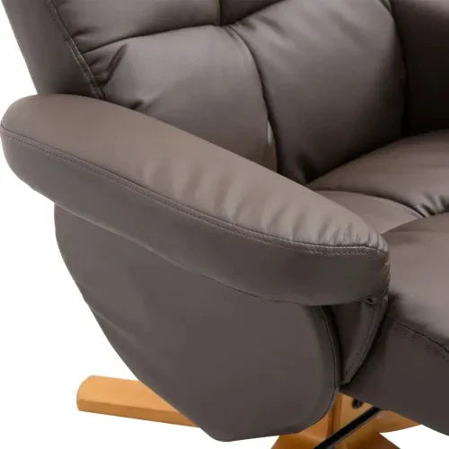 Faux Leather Recliner Chair with Ottoman Footrest Storage Space Brown by Unbranded
