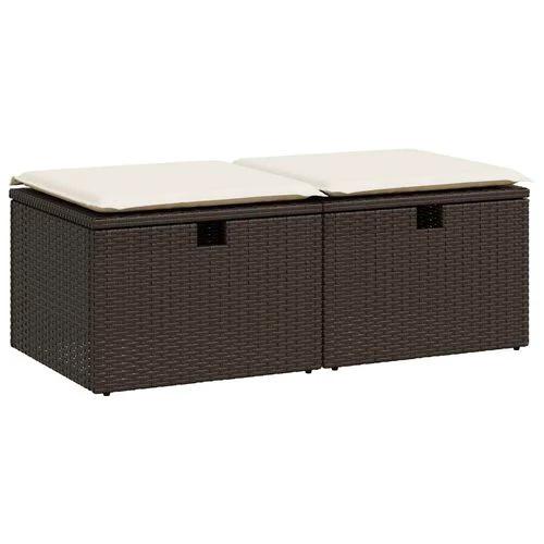vidaXL 2 Piece Garden Sofa Set with Cushions Brown Poly Rattan Acacia by vidaXL