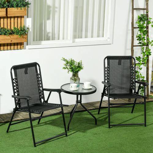 Outsunny Outsunny 2Pcs Outdoor Patio Folding Chairs, Portable Garden Loungers Black -