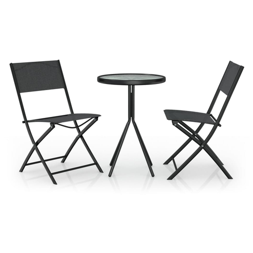 vidaXL vidaXL 3 Piece Bistro Set Steel Black - Bistro Sets