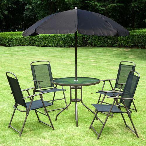 6 Pcs Bistro Set, Texteline-Black by Outsunny
