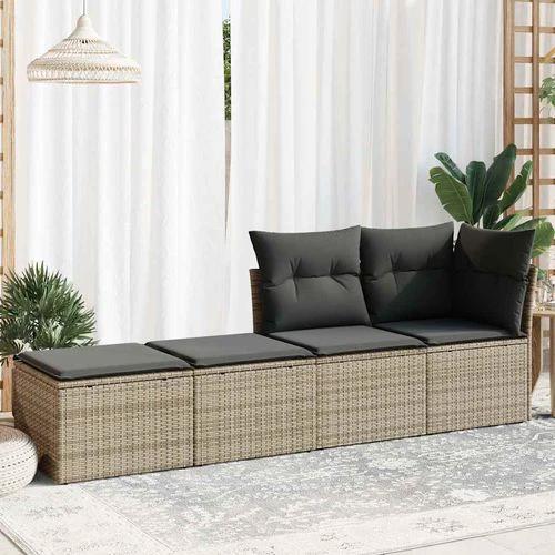 vidaXL 2 Piece Garden Sofa Set with Cushions Grey Poly Rattan Acacia by vidaXL