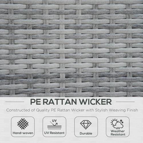 Outsunny 6-Seater Patio PE Rattan Sofa Set, w/ Tempered Glass Coffee Table Grey - Garden Sofa Sets