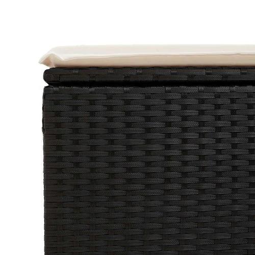 vidaXL 2 Piece Garden Sofa Set with Cushions Black Poly Rattan Acacia by vidaXL