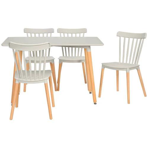 HOMCOM 5 Piece Dining Table and Chairs Set with Wood Legs for Small Spaces -  Dining Set