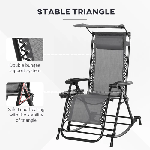 Folding Recliner Chair with Adjustable Backrest and Zero-Gravity Design for Outdoor Relaxation by Unbranded