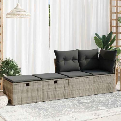 vidaXL 2 Piece Garden Sofa Set with Cushions Light Grey Poly Rattan Acacia by vidaXL