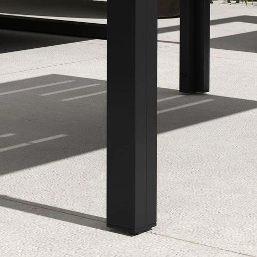 Outsunny Outdoor Side Table Garden Table with Steel Frame and Slat Top Black by Outsunny
