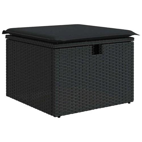 vidaXL 2 Piece Garden Sofa Set with Cushions Black Poly Rattan Acacia by vidaXL