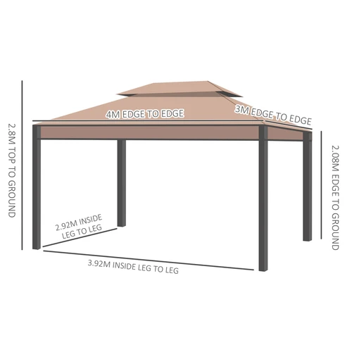 Durable Metal Gazebo Canopy 3x4m Weather-Resistant Shelter with Sidewalls for Outdoor Entertaining by Outsunny