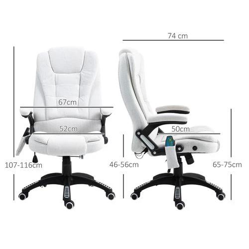 Vinsetto Vinsetto Office Chair w/ Heating Massage Points Relaxing Reclining Cream White - Uncategorized Office Chair