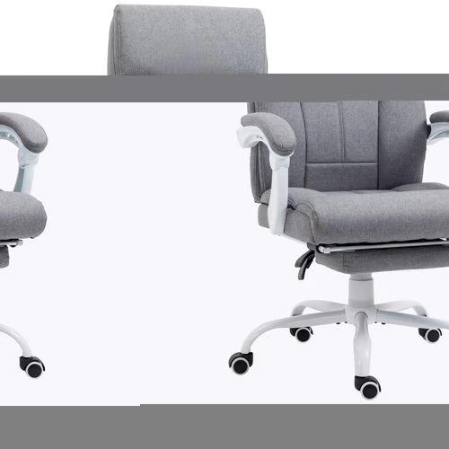 Vinsetto Vinsetto Fabric Office Chair for Home with Arm, Foot Rest, Wheels, Grey - Office Chair