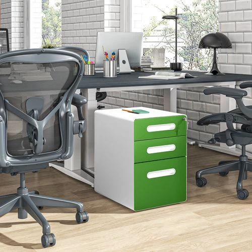 Vinsetto 3 Drawer Modern Steel Filing Cabinet w/ 4 Wheels Lock Box by Vinsetto