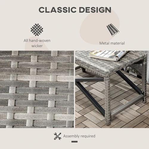 Outsunny PE Wicker Outdoor Coffee Table w/ Plastic Board Under the Full Woven Table Top - Garden Table