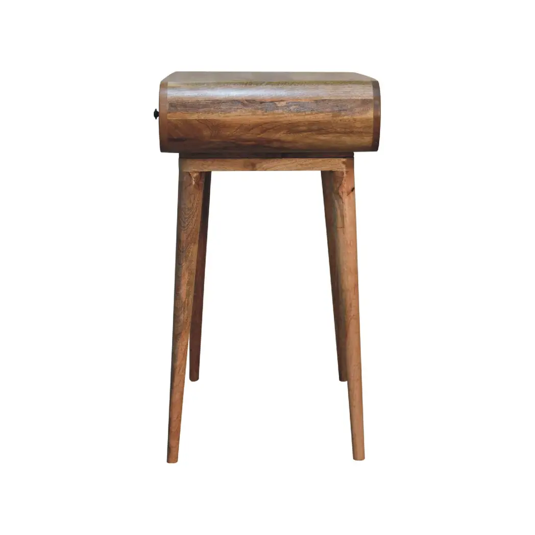 Artisan Furniture Artisan Furniture Solid Wood Curved Oak-ish Writing Desk, 1 Drawer & 1 Shelf, Beige - Desk