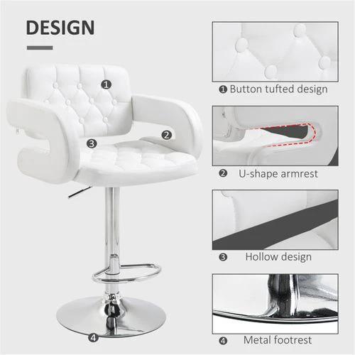 N/A Adjustable Faux Leather Bar Stool with 63.5 to 83.5cm Height and 360° Swivel for Stylish Home or Office Use -
