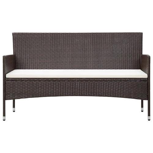 3-Seater Garden Sofa with Cushions Brown Poly Rattan by vidaXL