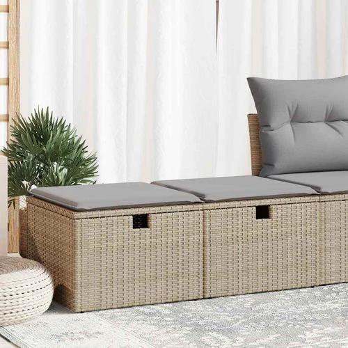 vidaXL 2 Piece Garden Sofa Set with Cushions Beige Poly Rattan Acacia by vidaXL
