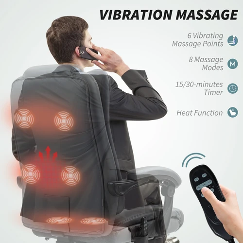 HOMCOM PU Leather Massage Office Chair with Reclining Feature and Vibration Modes for Comfort-Seeking Professionals -  Office Chair