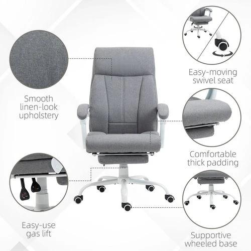 Vinsetto Vinsetto Fabric Office Chair for Home with Arm, Foot Rest, Wheels, Grey - Office Chair