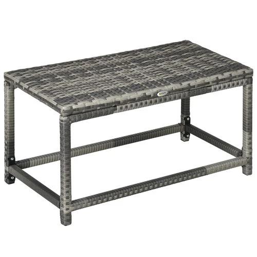 Outsunny Outdoor Coffee Table w/ Plastic Board Under the Full Woven Table Top, Grey - Garden Table
