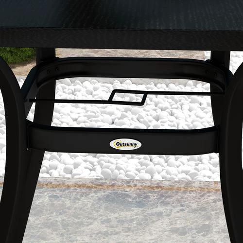 Outsunny Garden Table with Metal Tabletop, Steel Frame for Balcony, Porch, Black by Outsunny
