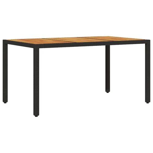 vidaXL vidaXL Garden Table with Acacia Wood Top Black 150x90x75 cm Poly Rattan - Garden Table