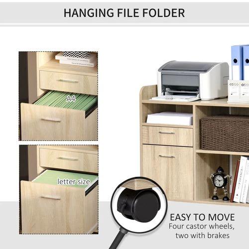 Unbranded Filing Cabinet Mobile Printer Stand w/ Adjustable Storage Shelf, Oak Vinsetto - Filing Cabinet