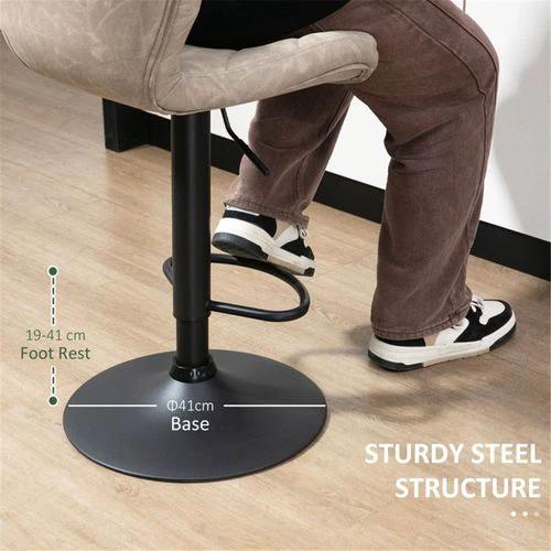 Stylish Adjustable Bar Stool Set with Faux Leather Upholstery and Swivel Seat for Modern Home or Office Use by N/A