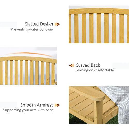 2 Person Garden Bench Wooden Outdoor Furniture with Armrest Orange by Outsunny
