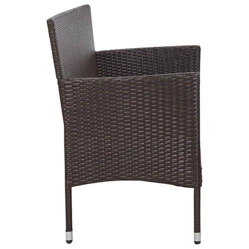 3-Seater Garden Sofa with Cushions Brown Poly Rattan by vidaXL