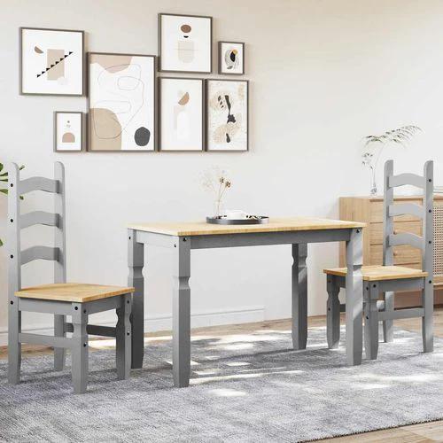 vidaXL 3 Piece Dining Set Panama Grey Solid Wood Pine by vidaXL