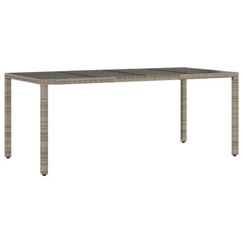 vidaXL Garden Table with Glass Top Grey 190x90x75 cm Poly Rattan by vidaXL