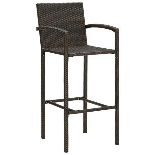 5 Piece Outdoor Bar Set with Armrest Poly Rattan Brown