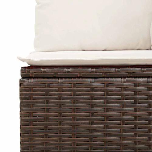 vidaXL vidaXL 4 Piece Garden Sofa Set with Cushions Brown Poly Rattan Acacia - Garden Sofa Sets