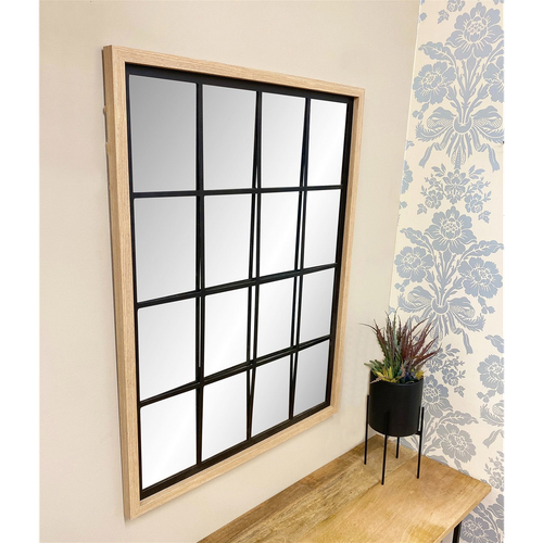 Order Notifications Natural Wood Effect Window Mirror 80cm - Mirror