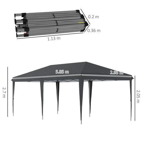 Outsunny 3 x 6 m Pop Up Gazebo Patio Party Event Heavy Duty Canopy Black - Gazebos