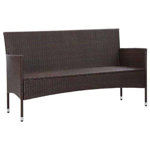 3-Seater Garden Sofa with Cushions Brown Poly Rattan by vidaXL