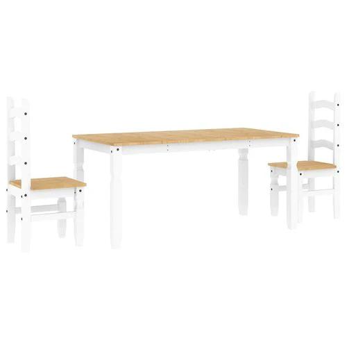 vidaXL 3 Piece Dining Set Panama White Solid Wood Pine by vidaXL