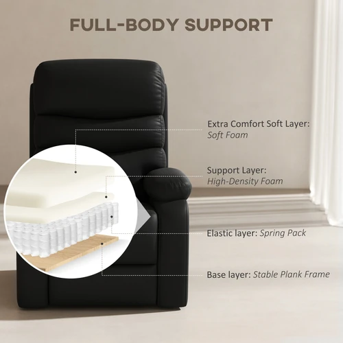 HOMCOM Manual Recliner Chair with Footrest 135 Degrees Ergonomic Design for Comfortable Living Room Relaxation - Recliner