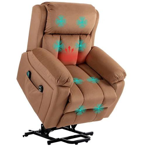 HOMCOM Lift Chair Riser and Recliner Chair with Vibration Massage, Heat, Brown by HOMCOM