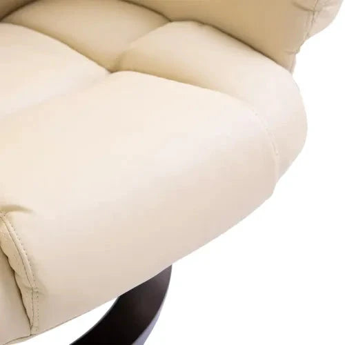 Unbranded Padded PU Leather Manual Reclining Armchair Sofa Chair w/ Footstool Cream - Recliner