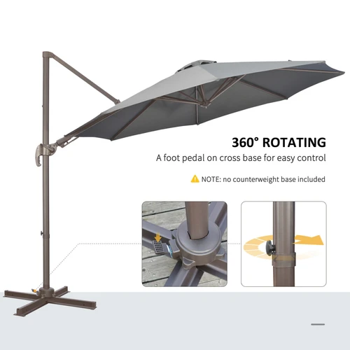 Outsunny Roma Cantilever Parasol 3 Meter with 360 Degree Rotation and Four-Position Tilt for Outdoor Relaxation - Parasol