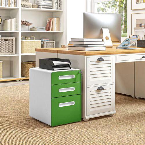 Vinsetto 3 Drawer Modern Steel Filing Cabinet w/ 4 Wheels Lock Box by Vinsetto