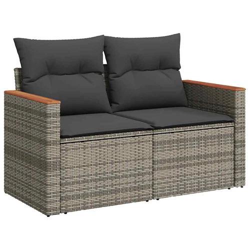 vidaXL vidaXL 10 Piece Garden Sofa Set with Cushions Grey Poly Rattan Acacia - Garden Sofa Sets