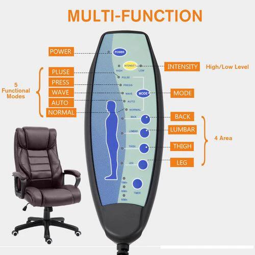 Unbranded High Back 6 Points Vibration Massage Executive Office Chair, Brown Vinsetto - Office Chair