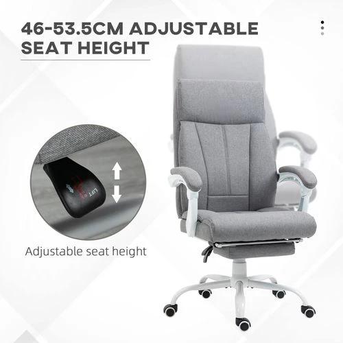 Vinsetto Vinsetto Fabric Office Chair for Home with Arm, Foot Rest, Wheels, Grey - Office Chair