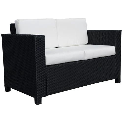 Outsunny 2 Seater Rattan Garden Sofa Black Double Couch Loveseat Wicker by Outsunny